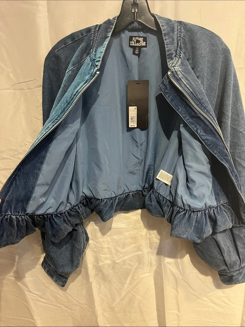 Future Collective Denim Bubble Bomber Jacket - Picture 5 of 6